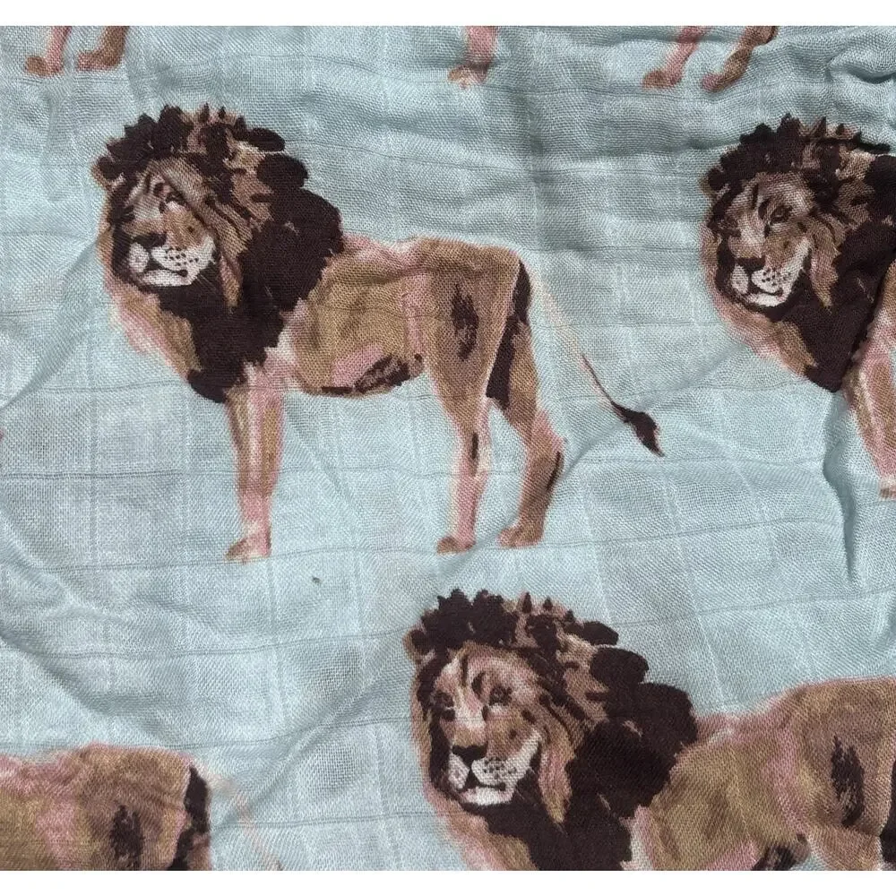MilkBarn Lion Swaddle Blanket 47x47 Bamboo Rayon Cotton NWOT Baby Safari Theme